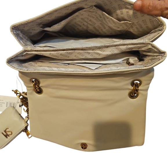 Steve Madden Bparker Oatmilk Cream Quilted Shoulder Bag With Change Wallet - Picture 13 of 15